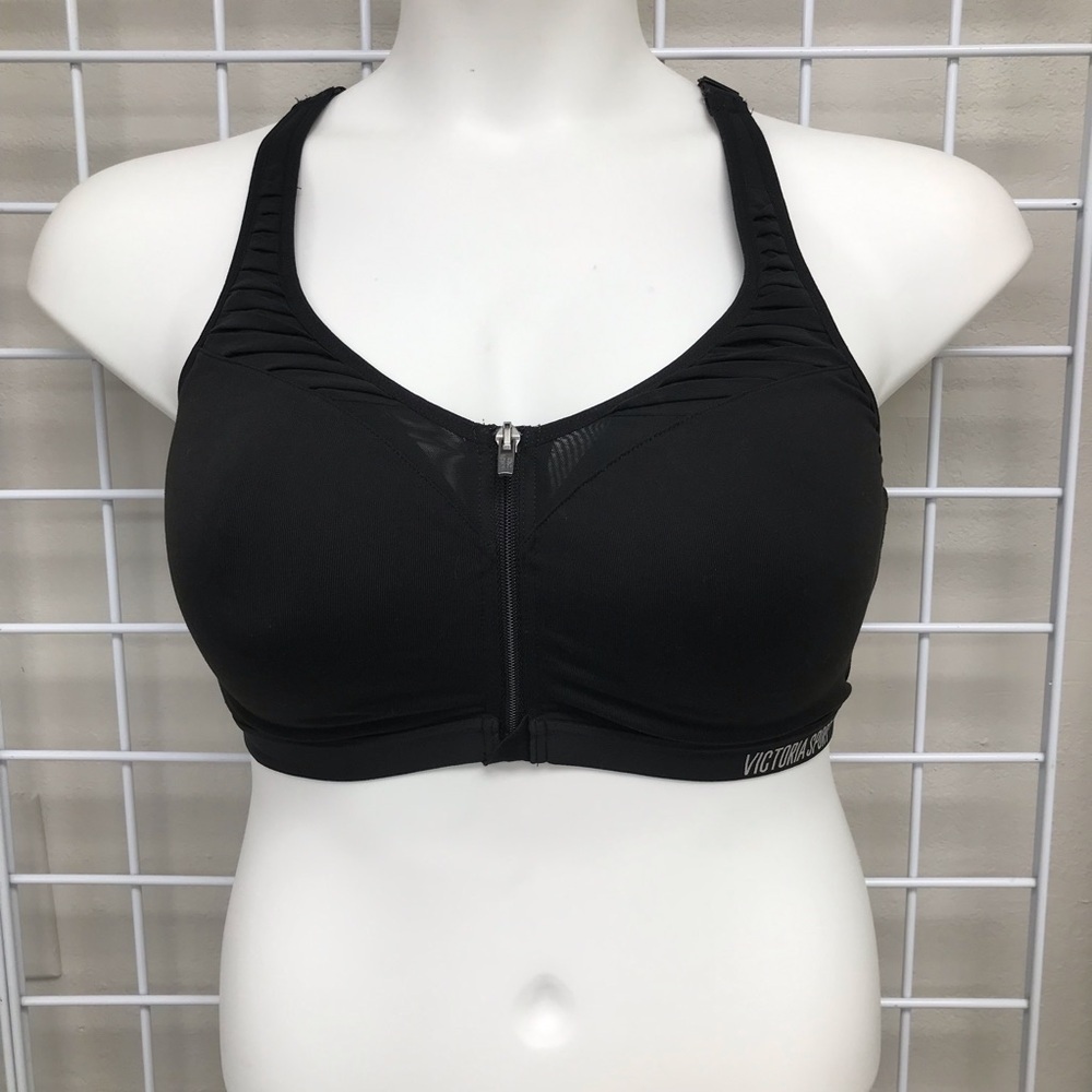 Victoria's Secret Black Zip Front Sports Bra - Size 36DDD